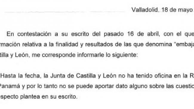 Extracto de la carta de defensa de la Junta ante el desvelo de una oficina comercial en Panamá