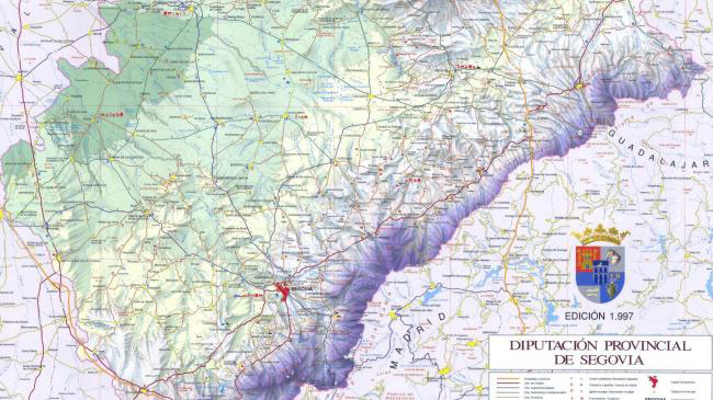 Mapa relieve de la provincia de Segovia