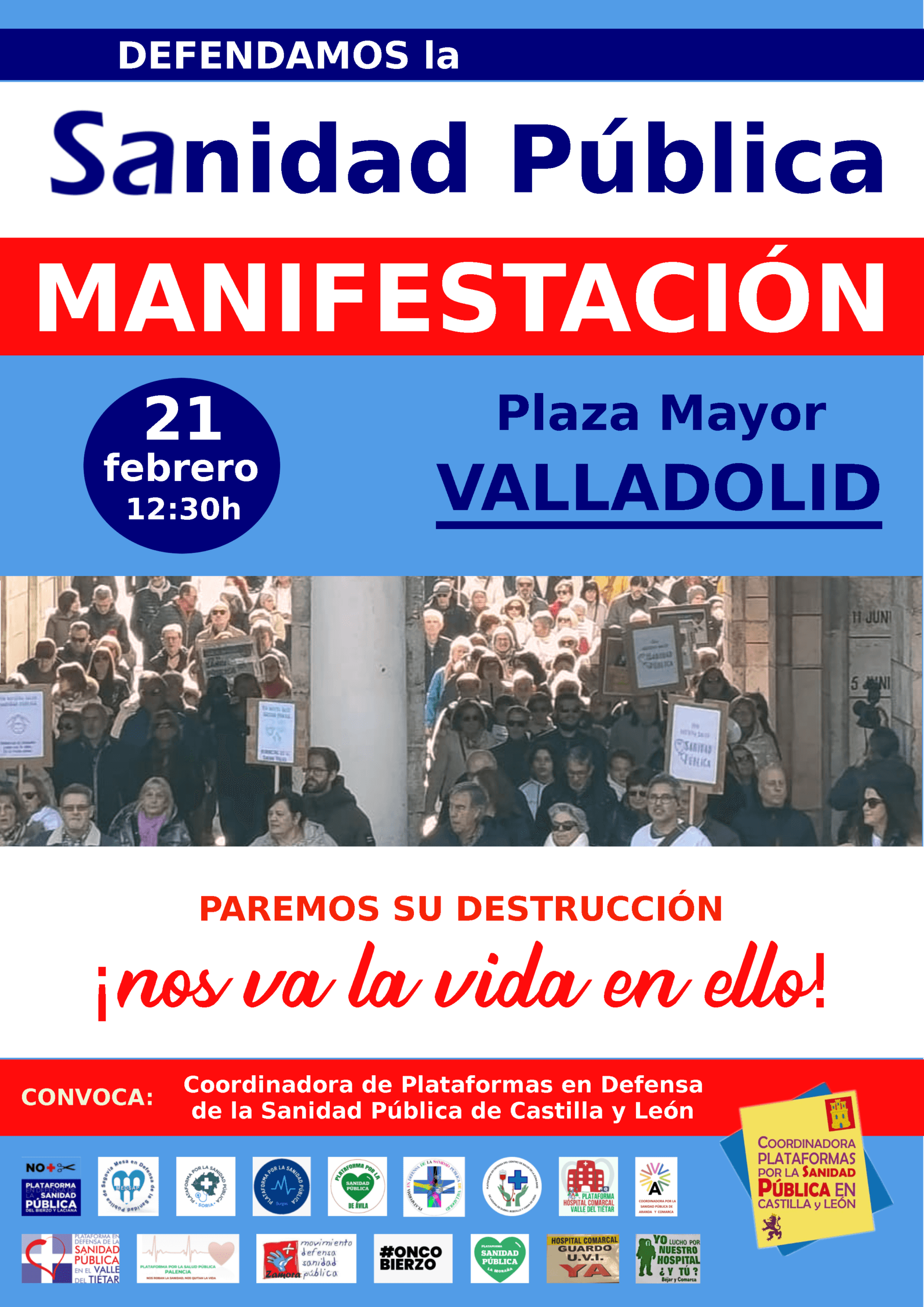 cartel manifestacion CyL sanidad publica 20260221