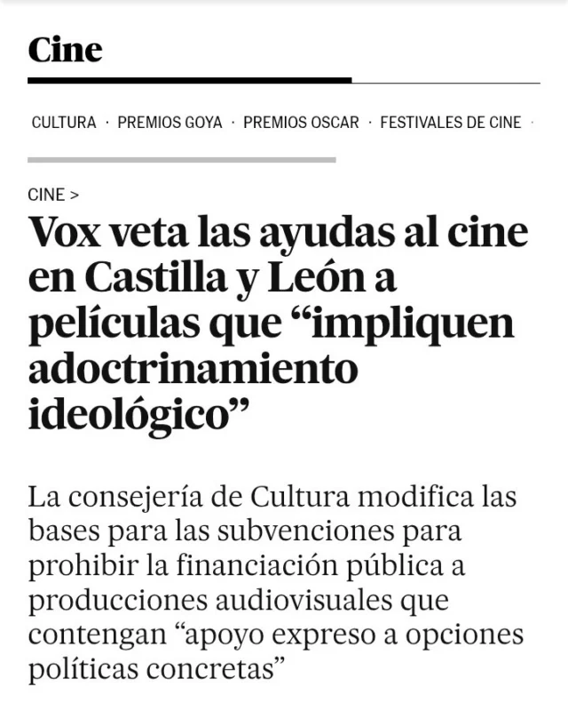 Controlar el contenido de la cultura tiene un nombre. Un nombre que recuerda a años 40, a blanco y negro y fascismo. Esto es lo que pasa cuando le das la Consejería de Cultura a gañanes y fascistas. Que vergüenza...