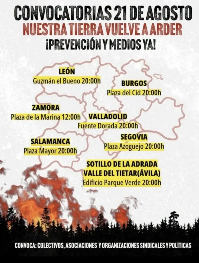Como no podía ser de otra manera, el PCAS TC firma el manifiesto "Nuestra tierra vuelve a arder". Estaremos presentes las manifestaciones convocadas en varios puntos de CyL