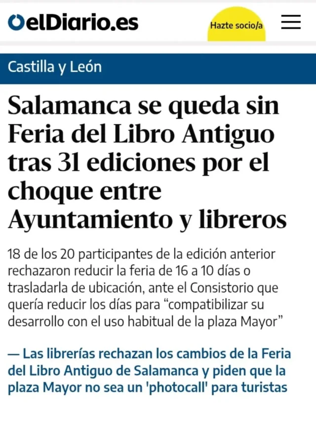 Una tragedia cultural. El ayuntamiento de la ciudad no está a la altura intelectual de lo que representa la ciudad. Ya lo dice el conocido dicho salmantino : «Quod natura non dat, Salmantica non praestat» (Lo que la naturaleza no da, Salamanca no lo presta).